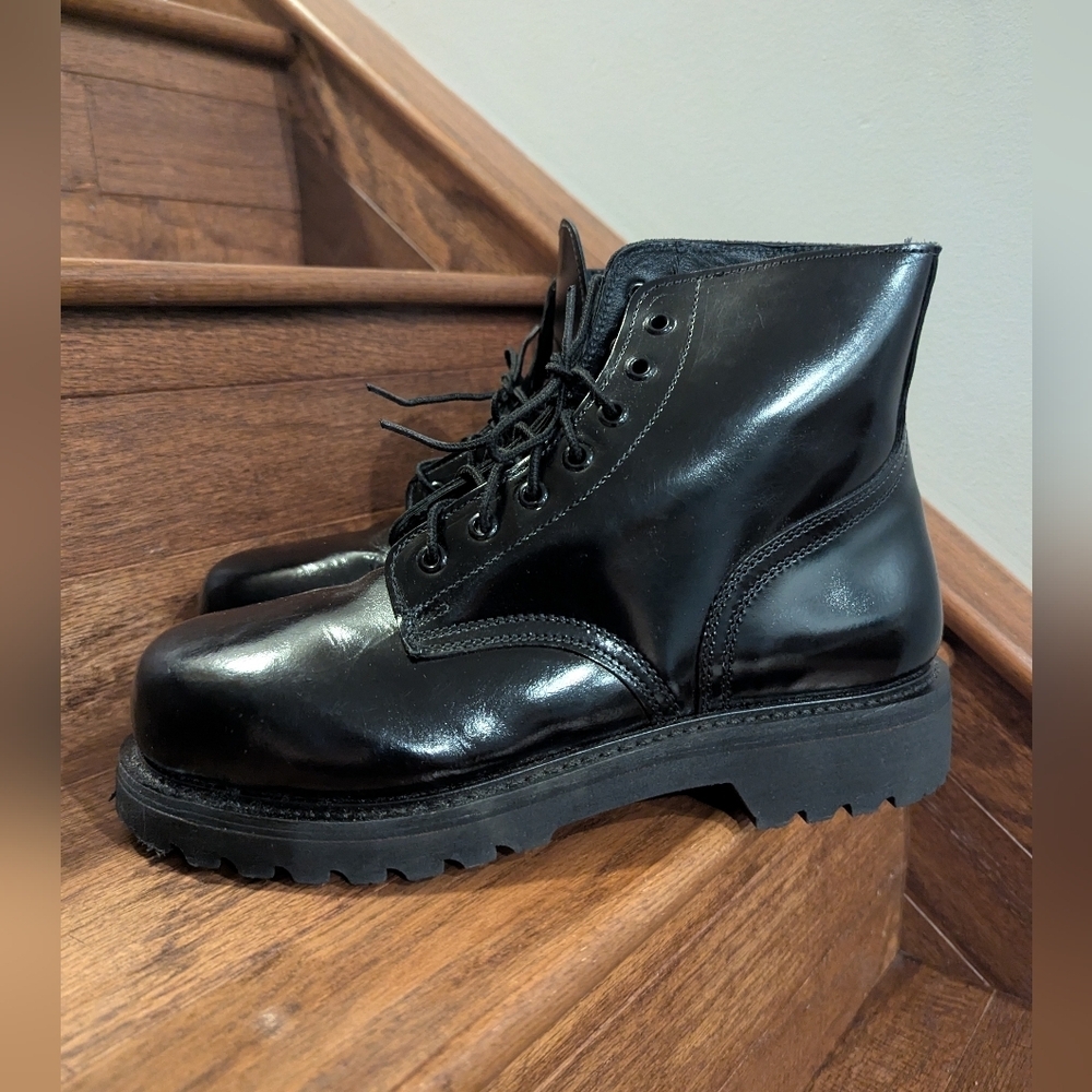 Boulet Boots, Black Leather Steel Toe Vibram Sole Military Boot Size 9.5 - Picture 13 of 15